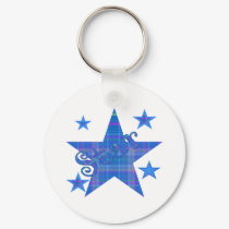 Blue Plaid STAR keychains