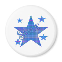 Blue Plaid STAR magnets by dollface766 Blue Plaid STAR magnets