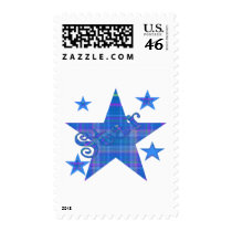 Blue Plaid STAR postage by dollface766 Blue Plaid STAR postage