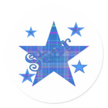 Blue Plaid STAR stickers