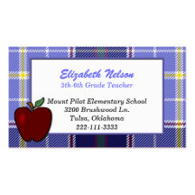 Blue Plaid Teacher's business card