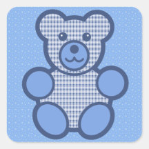 Blue Plaid Teddy Bear Sticker