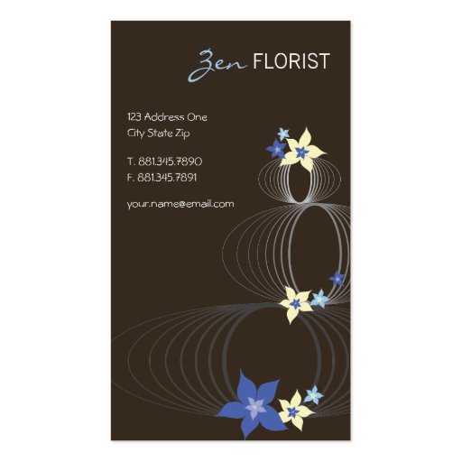 Blue Plumeria Frangipani Ikebana Stylish Blooms Business Card Templates (front side)