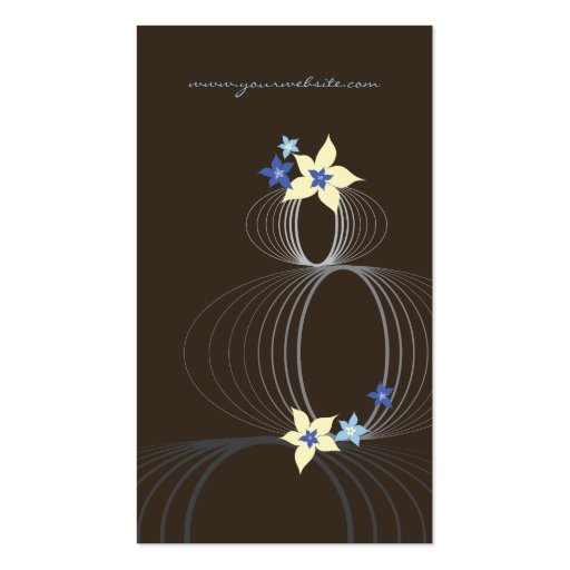 Blue Plumeria Frangipani Ikebana Stylish Blooms Business Card Templates (back side)