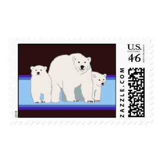Blue Polar Bears Postage Stamps stamp
