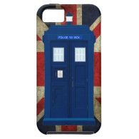 Blue police call box with Union Jack Flag iPhone 5/5S Case