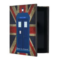 Blue Police Phone Box with Union Jack British Flag iPad Covers