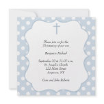 Blue Polka Dot Cross Religious Invitation