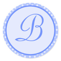 Blue Polka Dot Monogram Initial Sticker