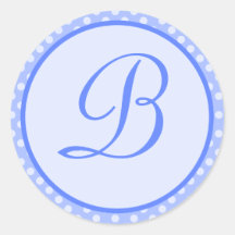 Blue Polka Dot Monogram Initial Sticker
