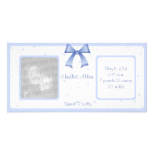 Blue Polka Dot Photo Birth Announcement Personalized Photo Card