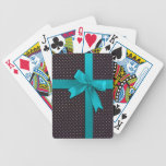 Blue Polka Dot Ribbon Poker Deck