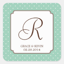 Blue polka dot single monogram letter custom stickers
