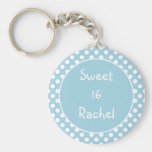 Blue Polka Dot Sweet 16 Keychain