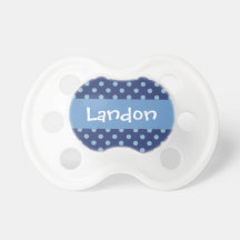 Blue Polka Dots Baby Boy Custom Name P554 Ver3 Baby Pacifiers
