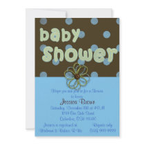 Blue Polka Dots Baby Shower Invitation