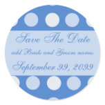 Blue Polka Dots Save The Date Reminders Round Stickers