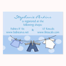 Blue Polka Dots Shower Registry Cards business cards
