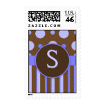 Blue Polka Dots & Stripes Monogram Stamps