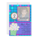 Blue Polkadots Cupcake Birthday Custom Invitations