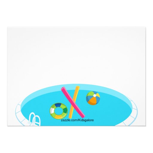 Blue Pool Party  Birthday Invitation