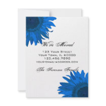 Blue Pop Art Flower Change of Address Announcement