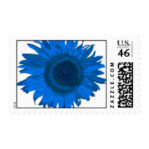 Blue Pop Art Flower Postage Stamps