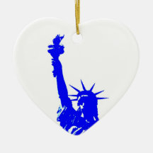 Blue Pop Art Statue of Liberty Christmas Tree Ornament