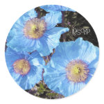 Blue Poppies Wedding Envelope Seals sticker