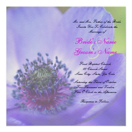 Blue Poppy Flowers Personalized Invitation