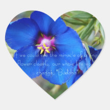 Blue poppy inspiring quote heart sticker