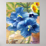 Blue Poppy Watercolor Close U Posters