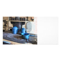 Blue Pots on Stove Picture Card