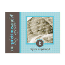 Blue Precious Angel Flat Birth Announcement Card postcards by minkideluxe Blue Precious Angel Flat Birth Announcement Card postcards