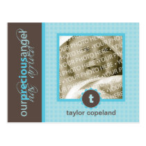 Blue Precious Angel Flat Birth Announcement Card Postcard