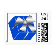 Blue Present with Silver Bow Stamp