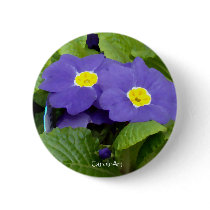 Blue Primroses "Oil Painting" Pin buttons