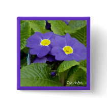 Blue Primroses "Oil Painting" Pin buttons