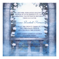Blue Princess Carriage Enchanted Quinceanera Announcements