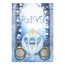 Blue Princess Carriage Enchanted RSVP Custom Invite