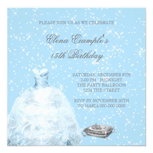 Blue Princess Photo Quinceanera Invitation