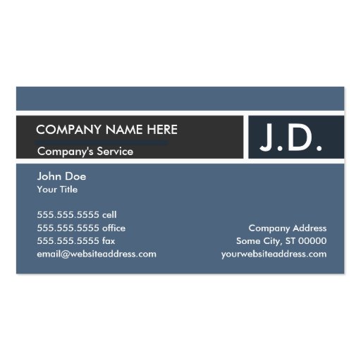 blue professional : initials business cards