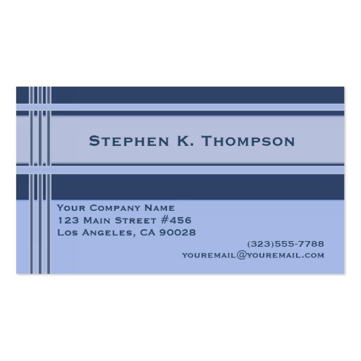 Blue Professional Stripes Block Business Cards