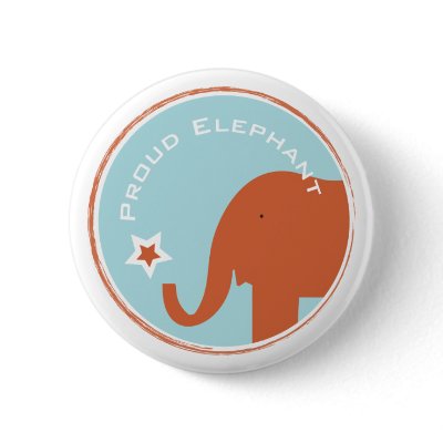 Blue Proud Elephant Button