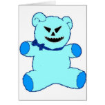 Blue Psycho Teddy Greeting Card