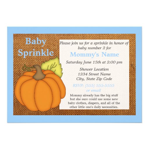 Blue Pumpkin Fall Baby Sprinkle Invitation