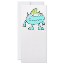 blue punk mohawk monster many eyes customized rack card