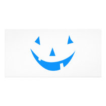 Blue Punkin Face Halloween Design photo cards