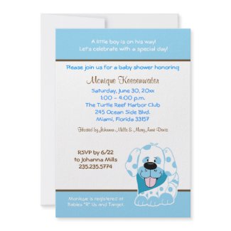 Blue Puppy 5x7 Baby Shower Invitation