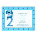 BLUE PUPPY Paw Print 5x7 Birthday Invitation